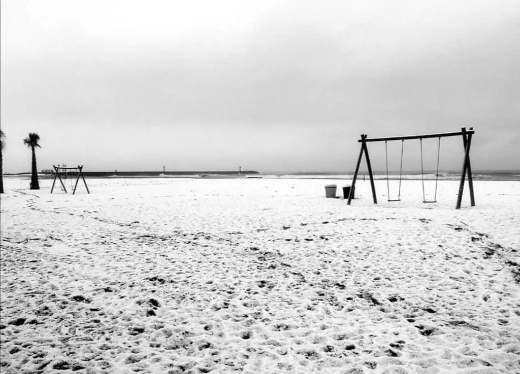 Les plages de l’Hérault sous la neige ce matin
