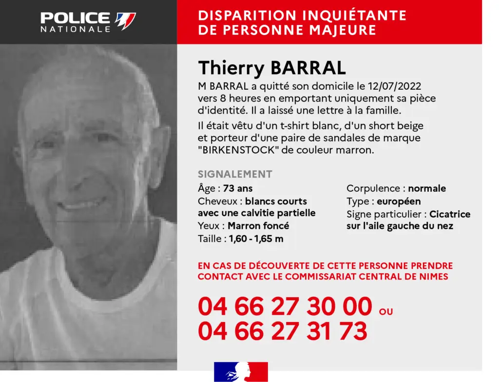 Gard : disparition inquiétante d’un septuagénaire