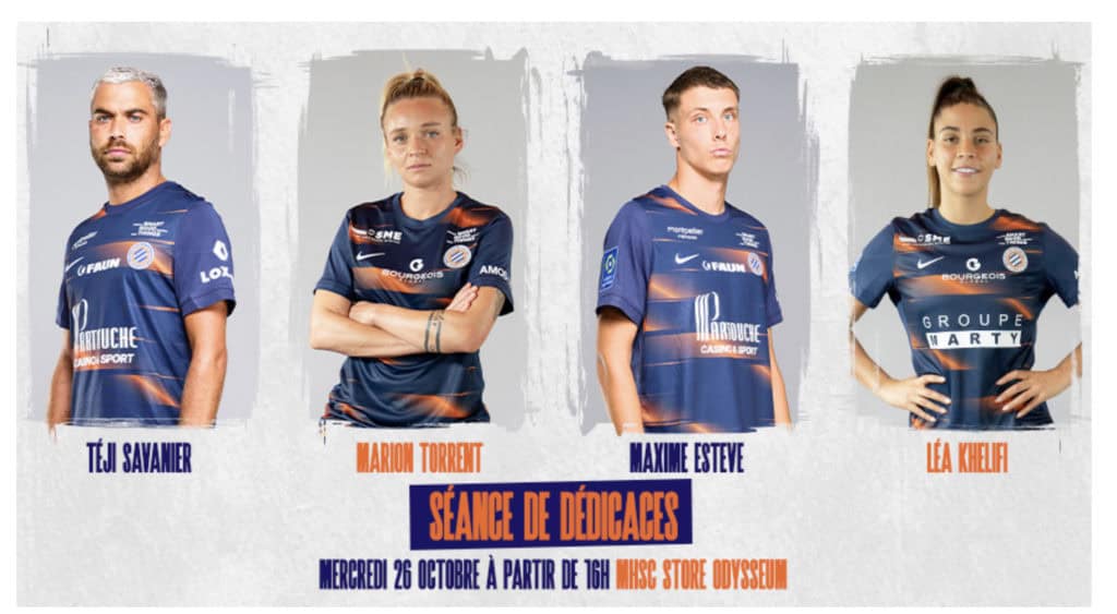 Foot : Marion Torrent, Téji Savanier, Léa Khelifi et Maxime Esteve en séance dédicace à Odysseum