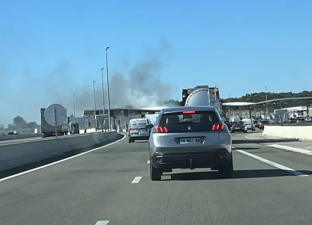 Hérault. Autoroute A9 : incendie en cours au péage de Baillargues en direction de Montpellier