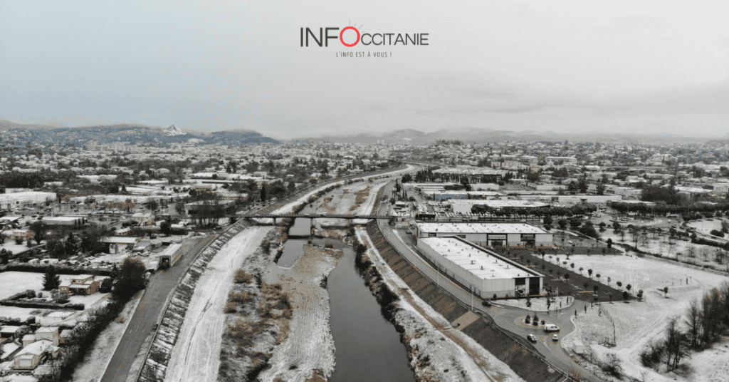 Gard : les images aériennes de la neige dans le bassin Alésien ce mardi