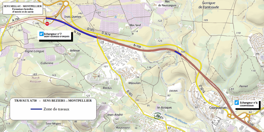 Juvignac et Saint-Georges-d’Orques : travaux sur la RN109 du 23 au 27 octobre