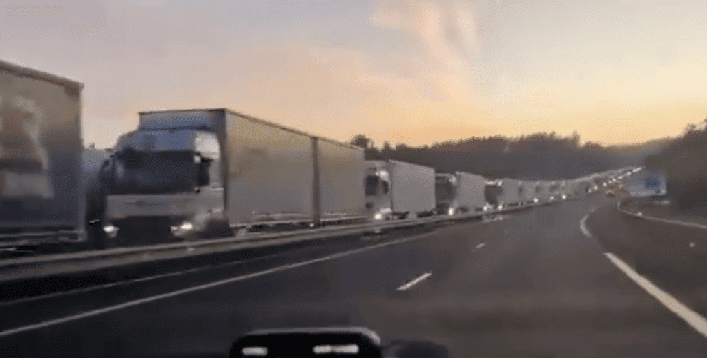 Blocage de l'A75 en Lozère