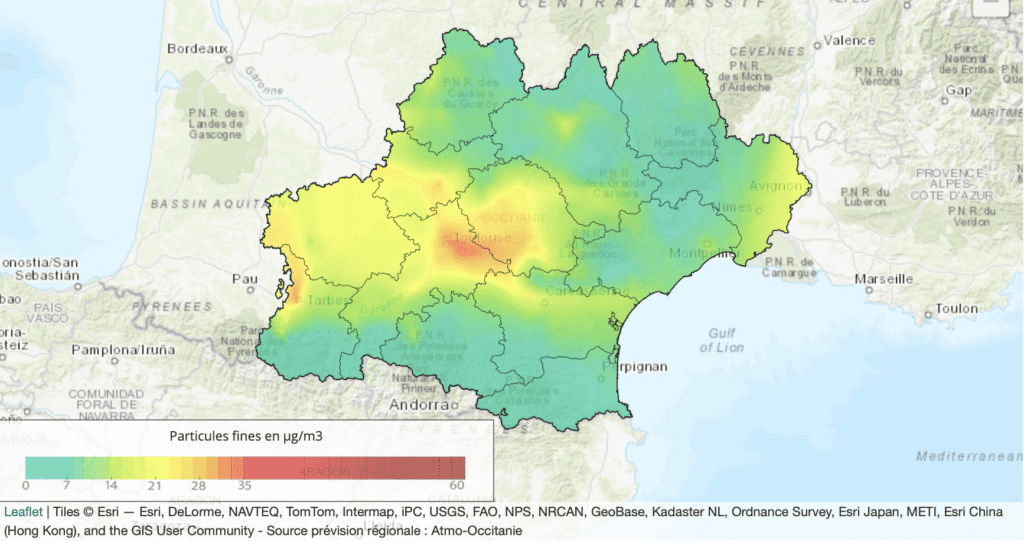 Pollution de l’air en Occitanie : des niveaux élevés de particules fines ce lundi