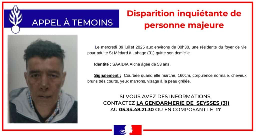 Haute-Garonne : disparition inquiétante d’une femme de 53 ans