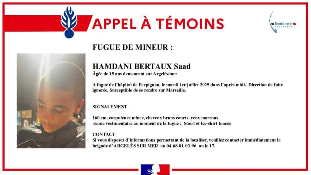 Perpignan : appel à témoins après la fugue d’un adolescent de 15 ans