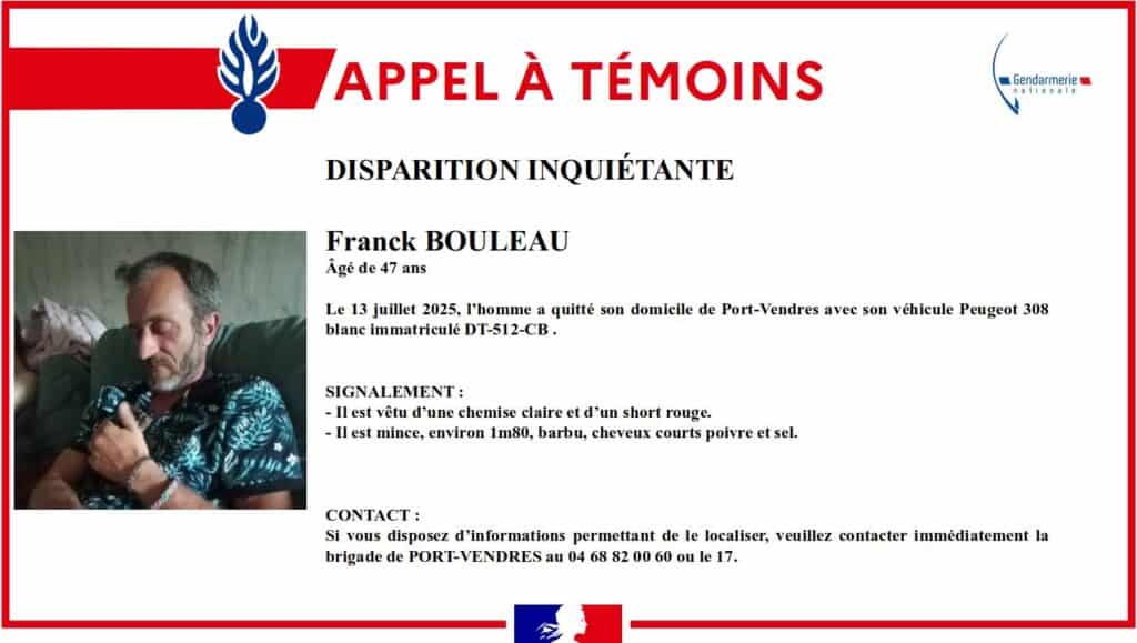 Pyrénées-Orientales : appel à témoins pour retrouver un homme de 47 ans
