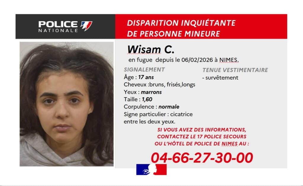 Nîmes : disparition inquiétante d’une adolescente de 17 ans