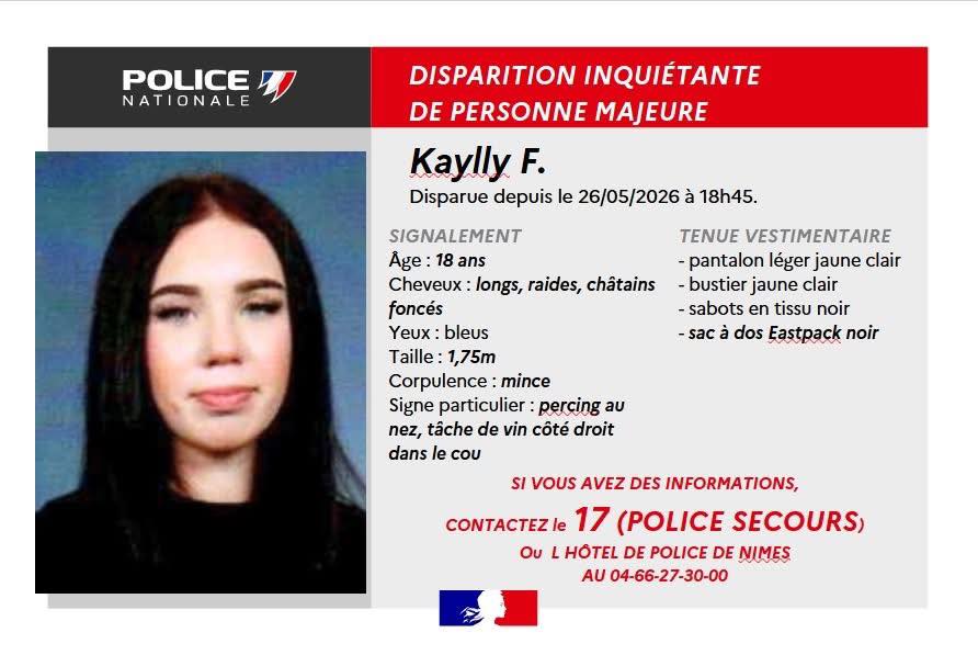 Gard : disparition inquiétante d’une jeune femme de 18 ans